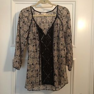 Anthropologie Meadow Rue Crochet Peasant Top